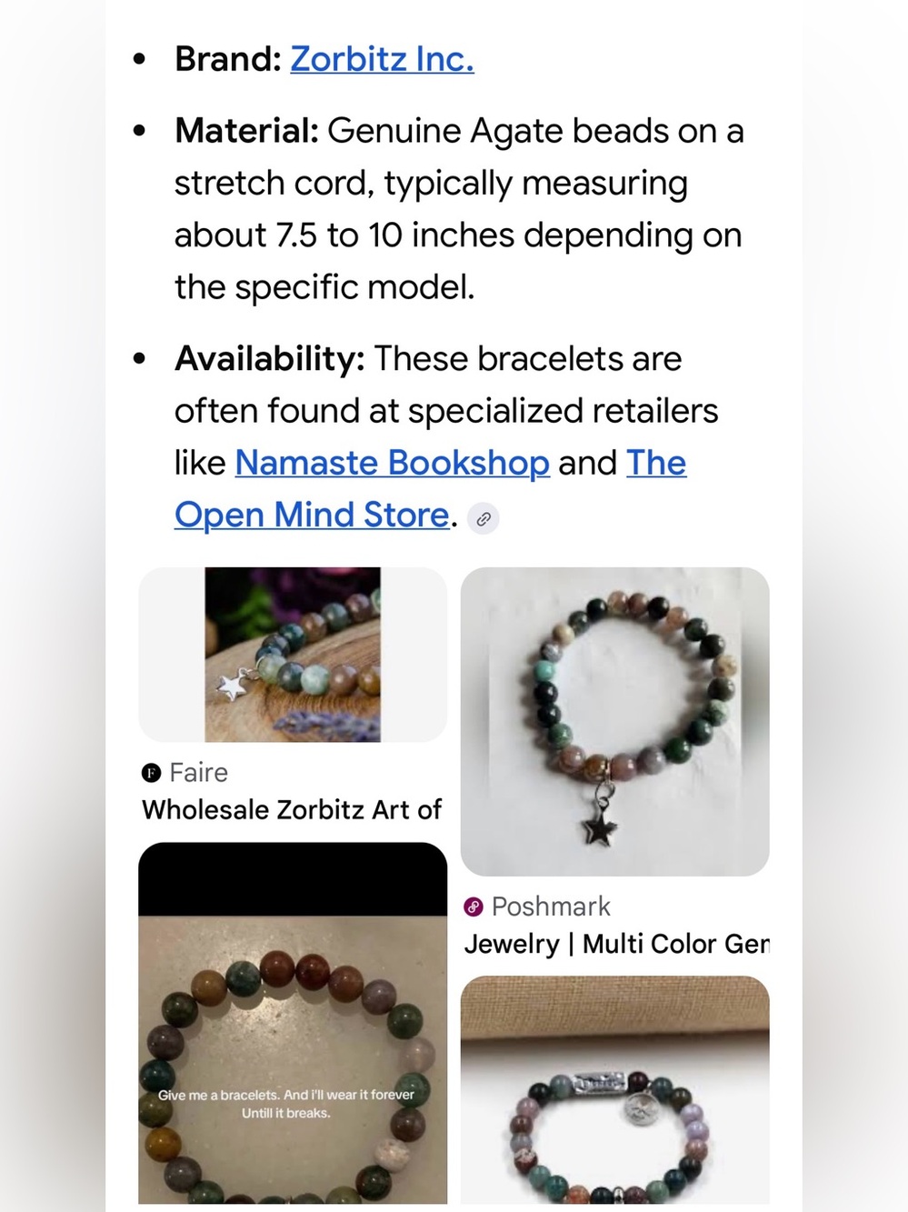 #2039*Unisex’s Art of Luck Agate Beaded Bracelet with Star Charm - Picture 3 of 13